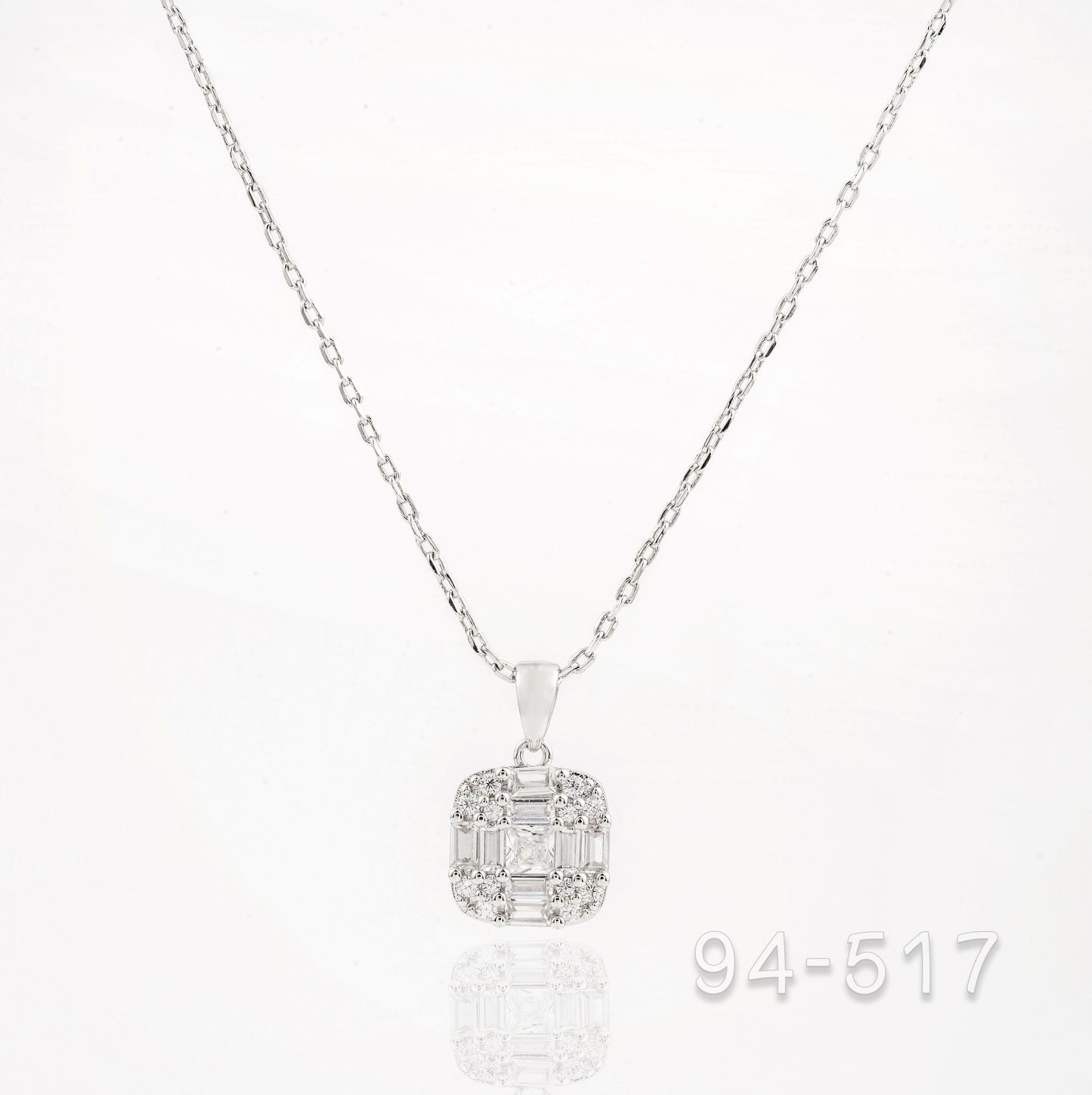 Silver Necklace with Crystal Pendant