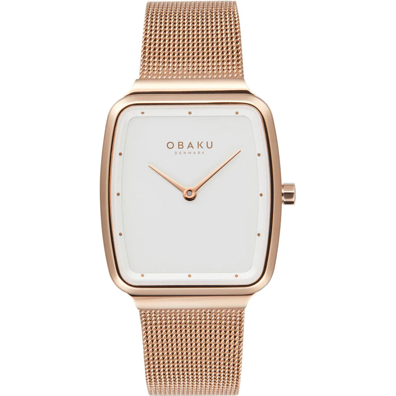Obaku Tern Lille- Rose Gold Stainless Steel Mesh Watch