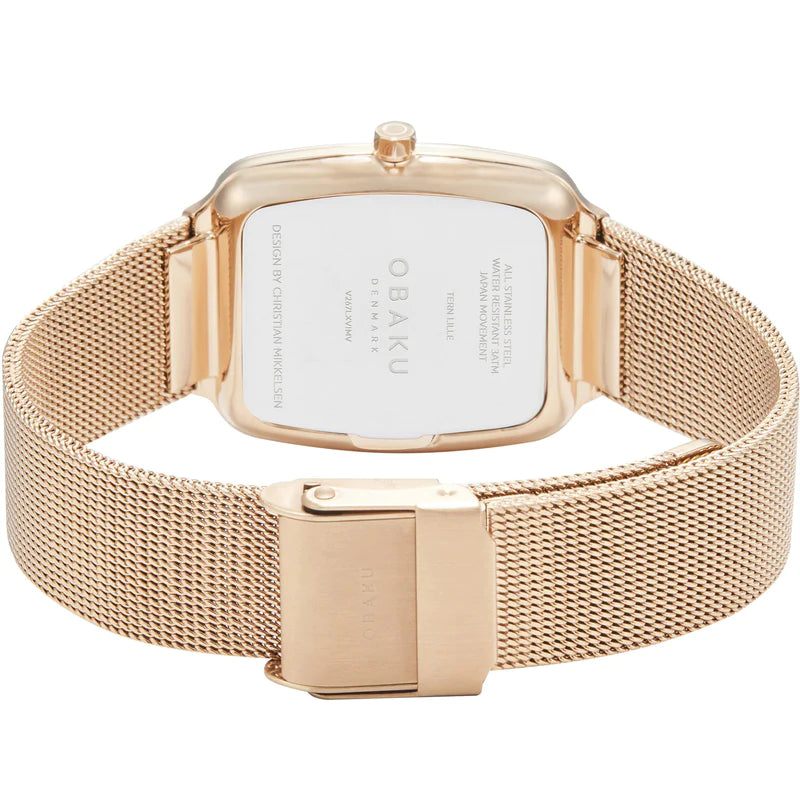 Obaku Tern Lille- Rose Gold Stainless Steel Mesh Watch