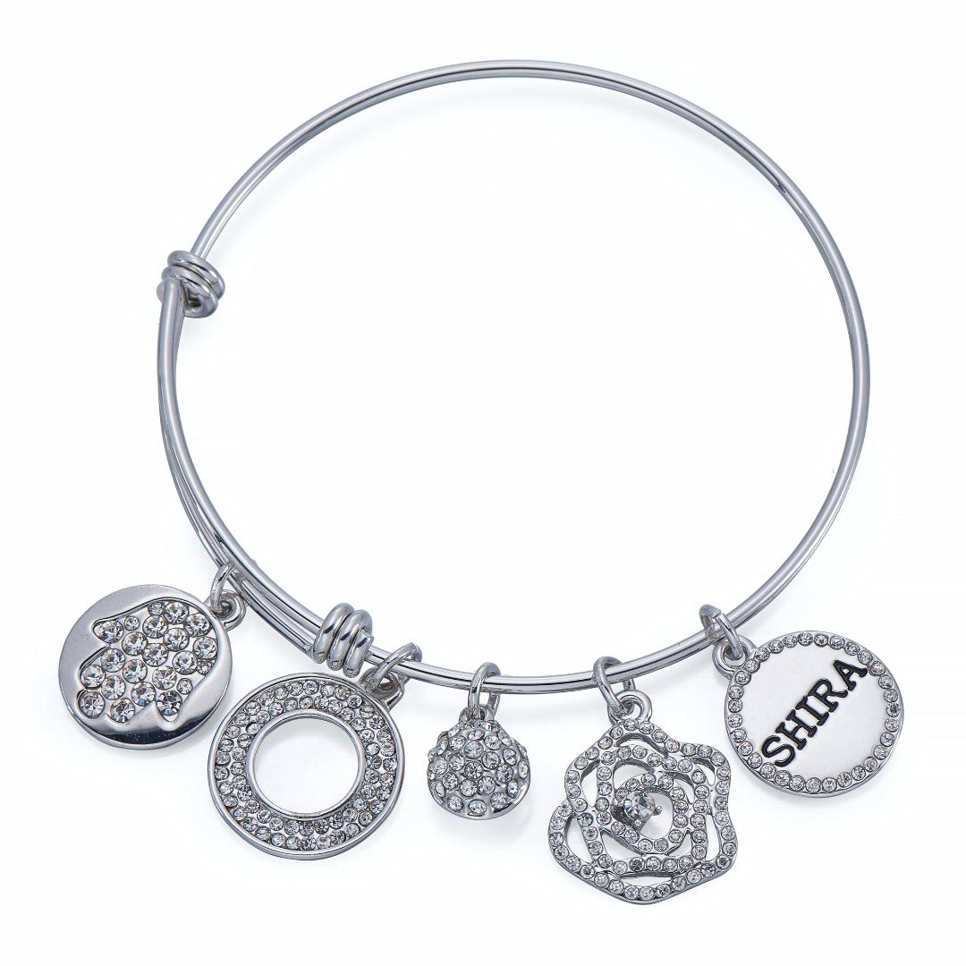 Fatima Head Charm Bangle in Silver | ${Vendor}
