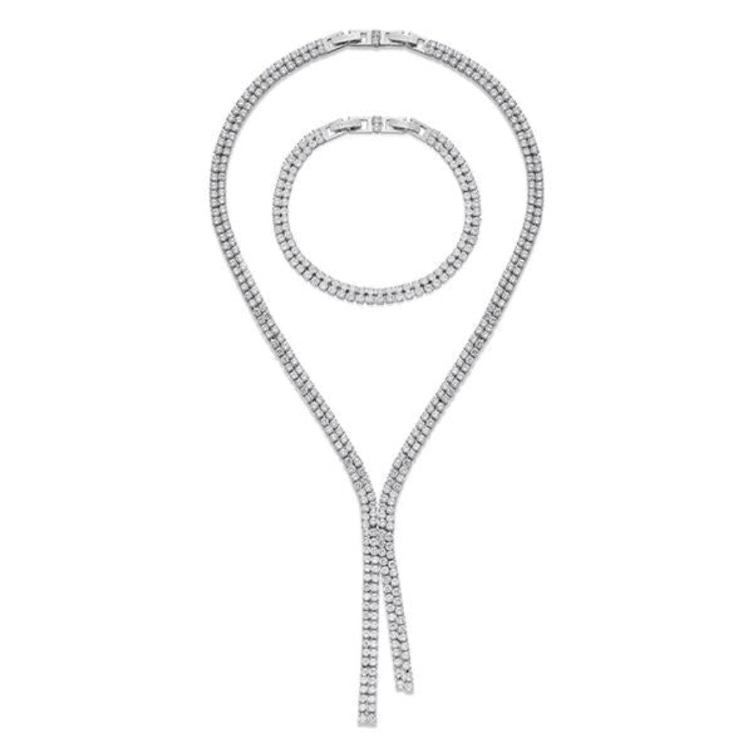 Double Loop Silver Necklace & Bracelet Set | ${Vendor}