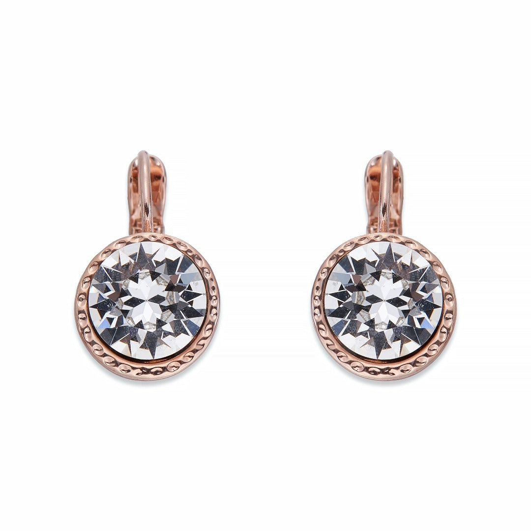 Crystal & Rose Gold Leverback Earrings | ${Vendor}
