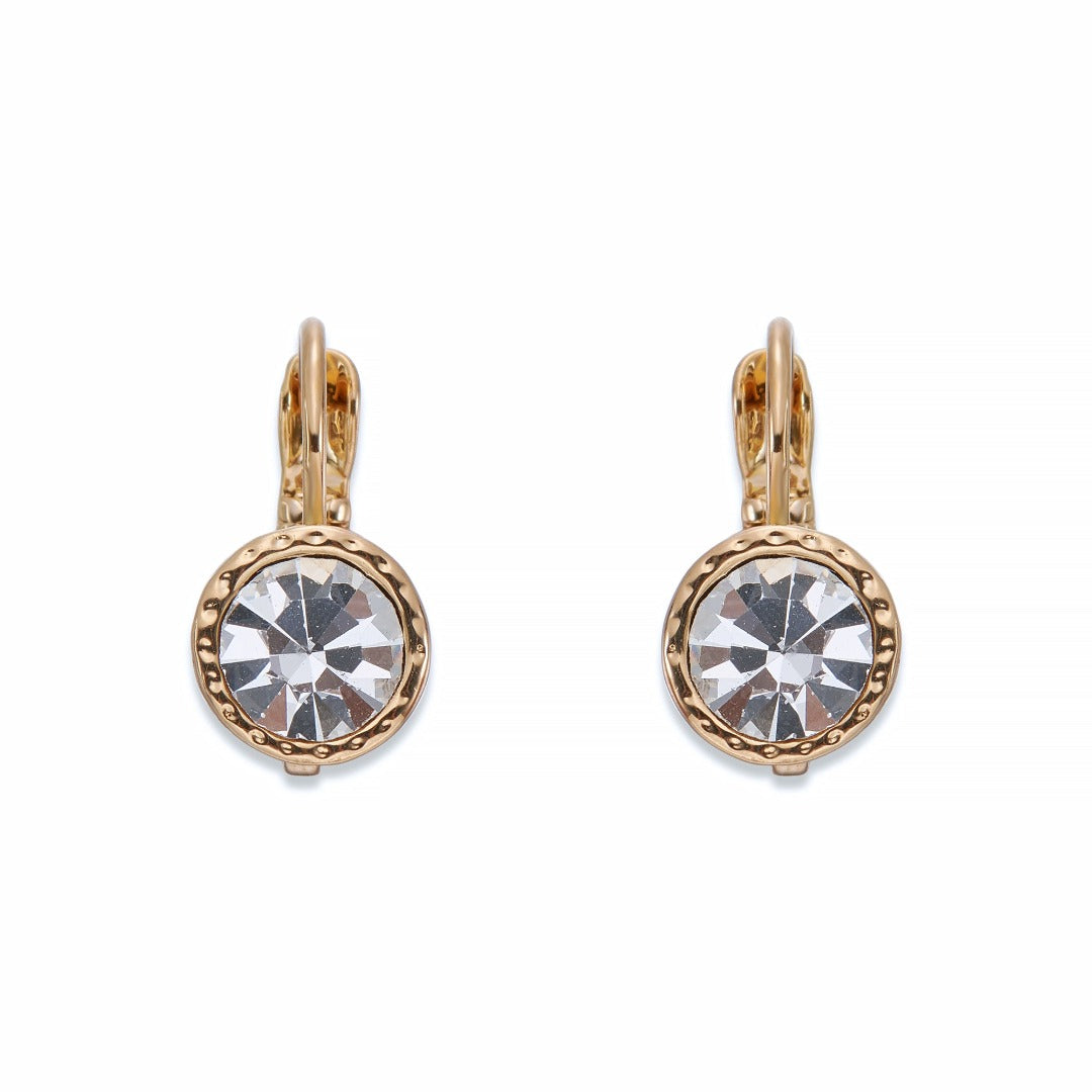 Crystal & Gold Leverback Earrings | ${Vendor}