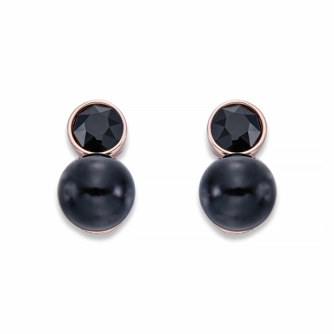 Black Pearl & Crystal on Rose Gold Earrings | ${Vendor}