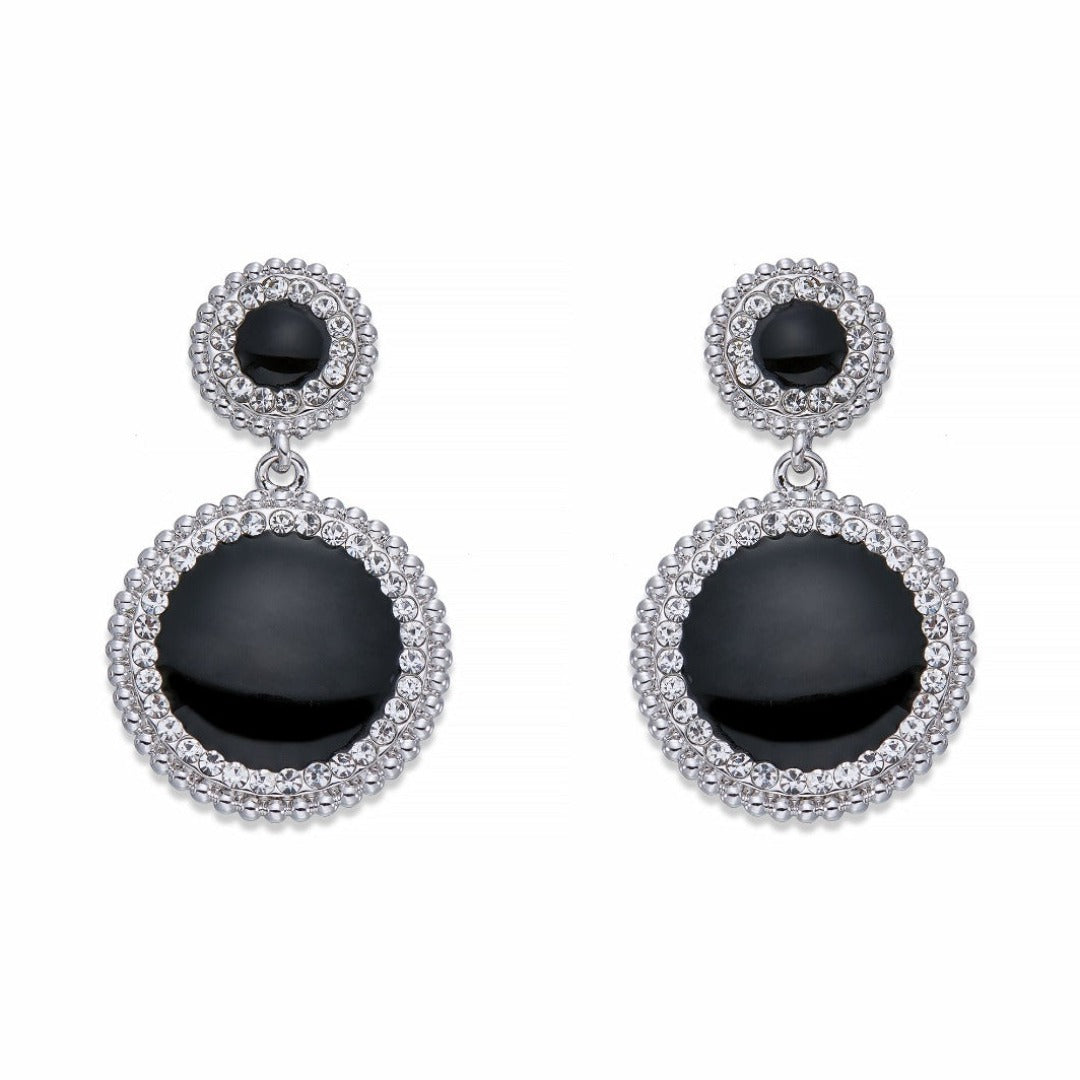 Crystals and Black Dangle Earrings | ${Vendor}