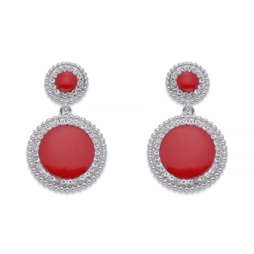 Crystals and Red Dangle Earrings | ${Vendor}