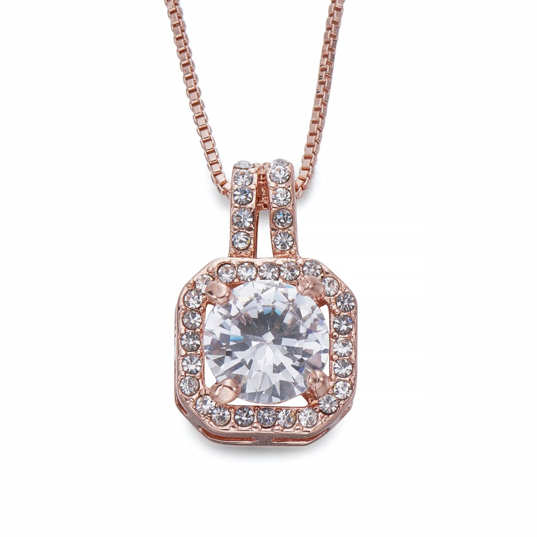 Crystals on Octagonal Pendant Necklace | ${Vendor}