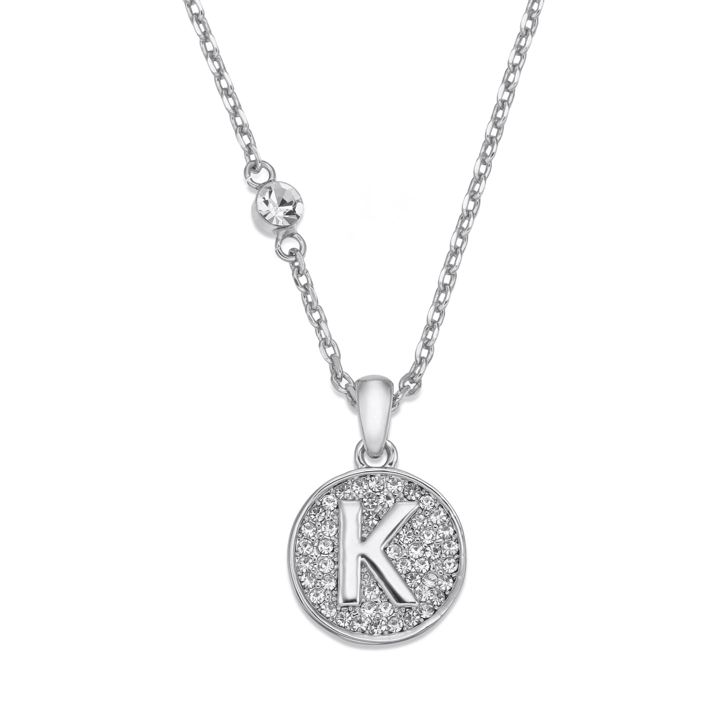 Rhodium necklace with initial | ${Vendor}