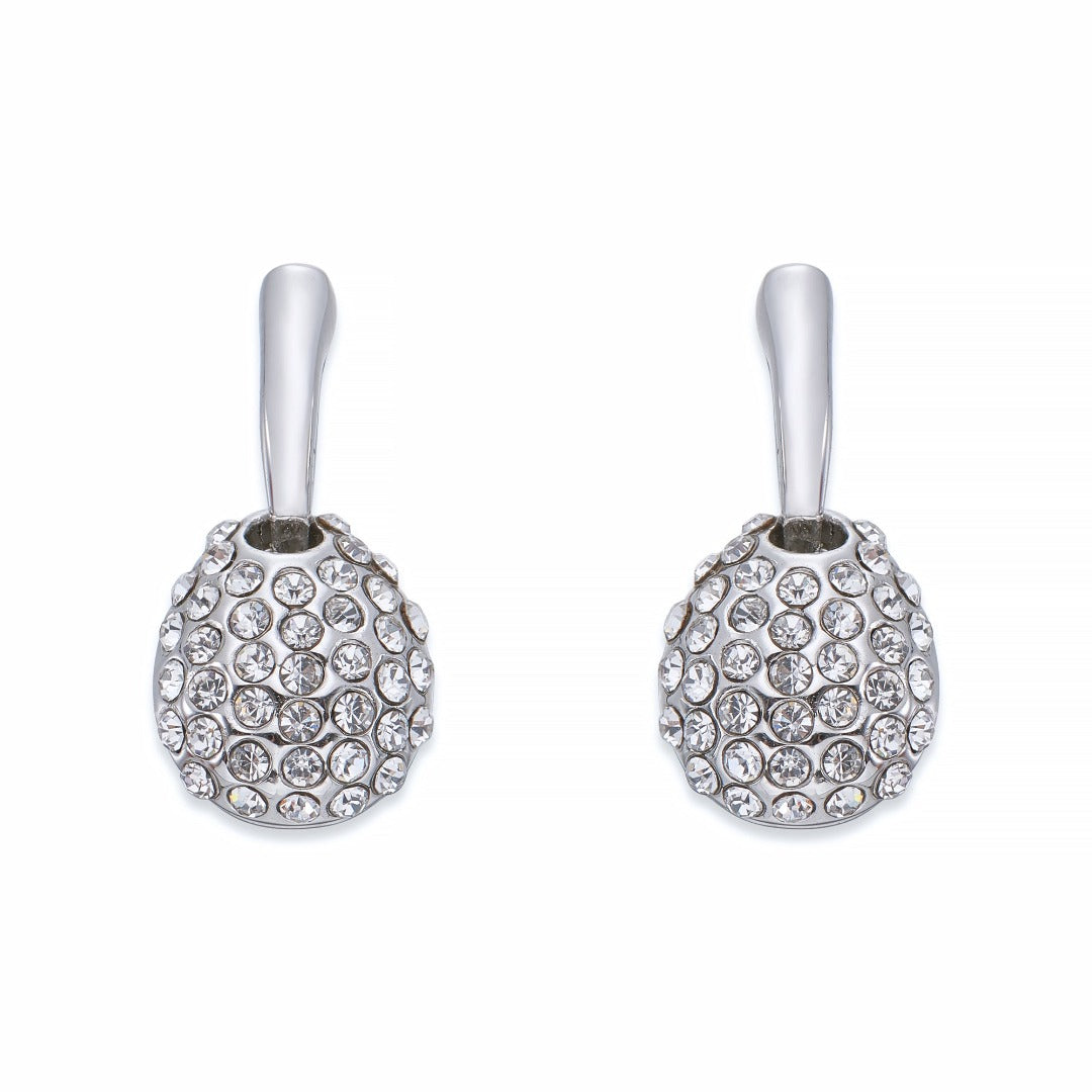 Encrusted crystals on Silver Hook Earrings | ${Vendor}