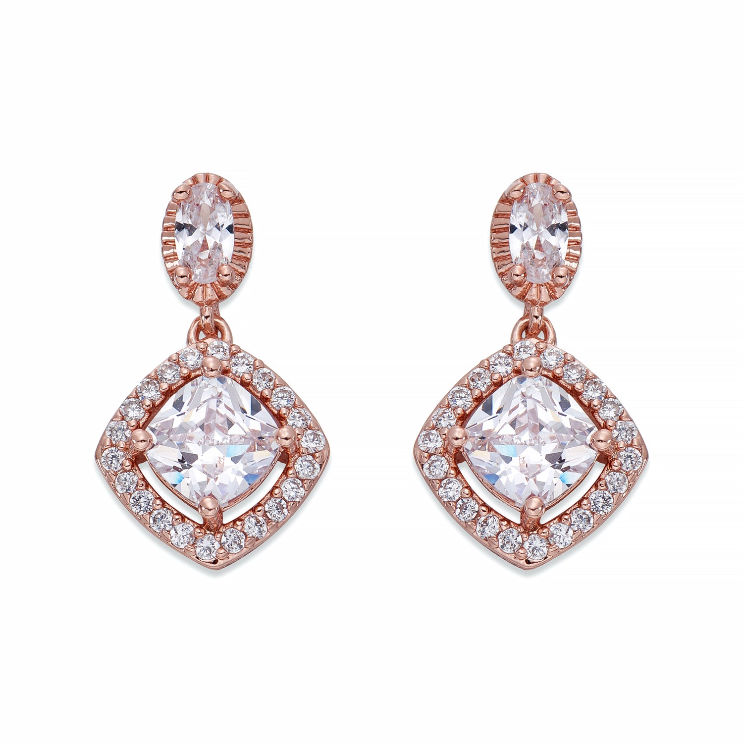 Crystals on Rose Gold Teardrop Earrings | ${Vendor}