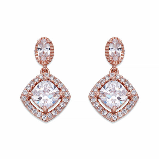 Crystals on Rose Gold Teardrop Earrings | ${Vendor}