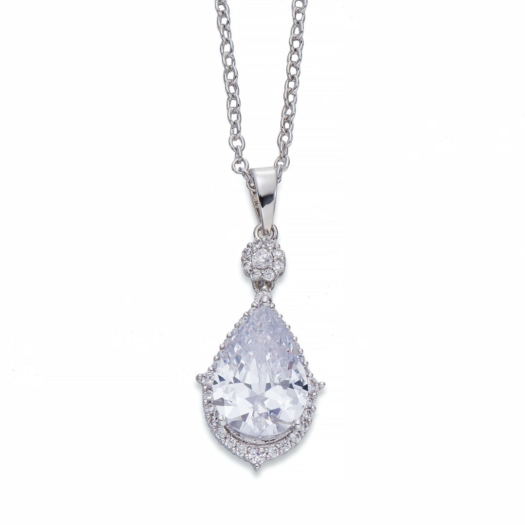 Teardrop Crystal Pendant on Silver | ${Vendor}