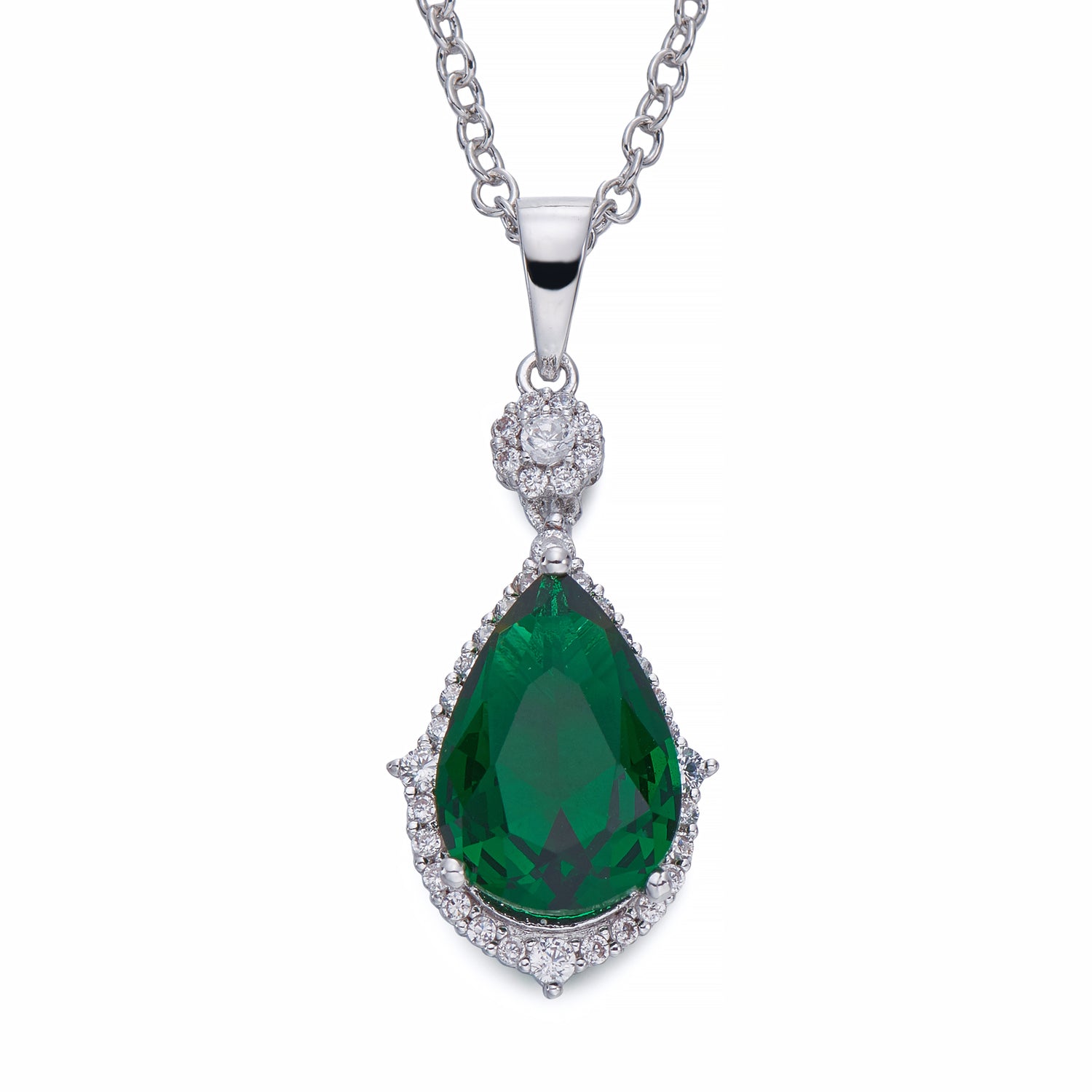 Green Teardrop Crystal Pendant Necklace | ${Vendor}