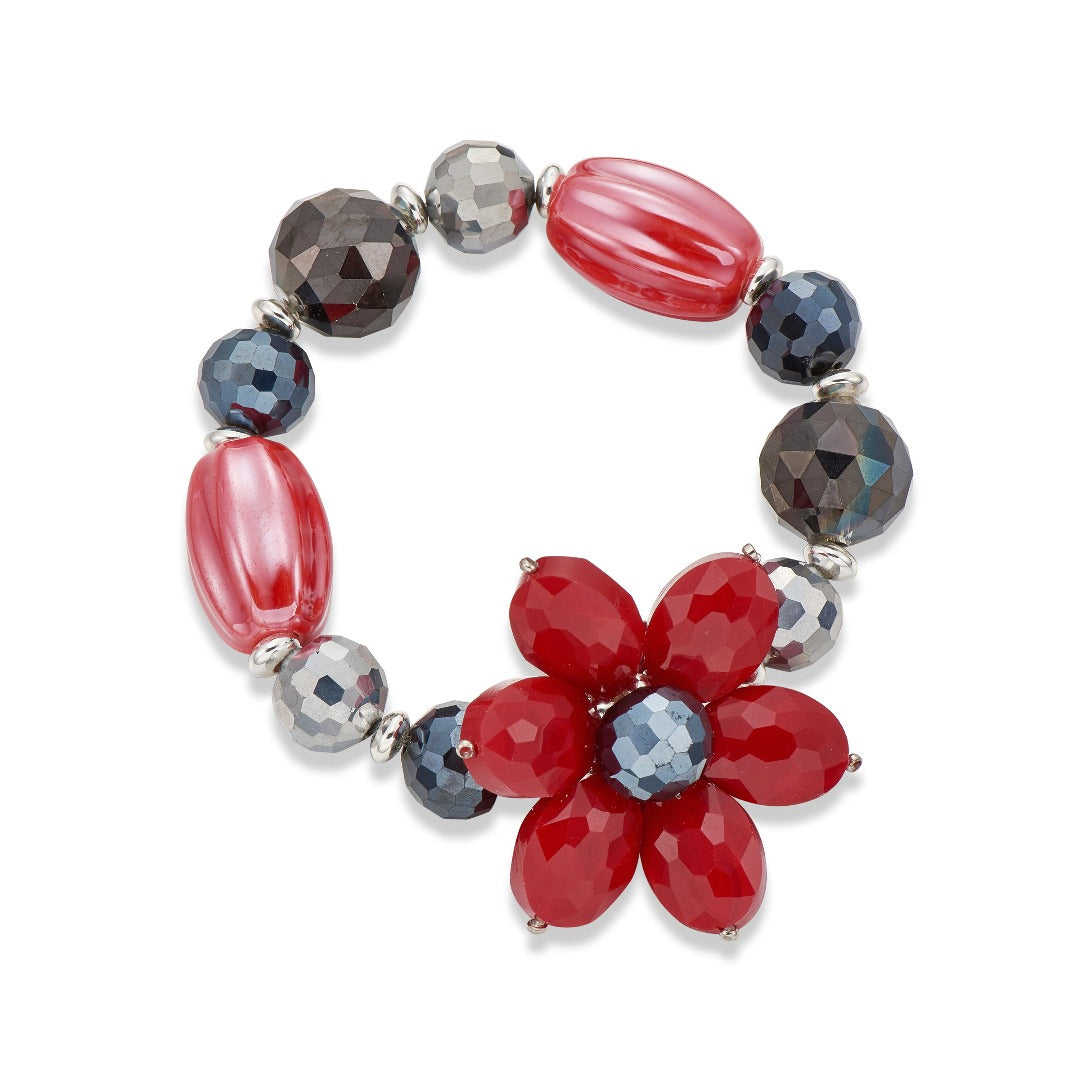 RED AND GREY FLOWER BANGLE | ${Vendor}