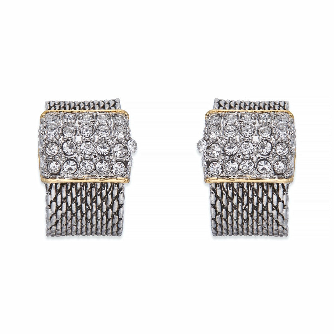 Silver and Crystal Earrings With Gold Accent | ${Vendor}