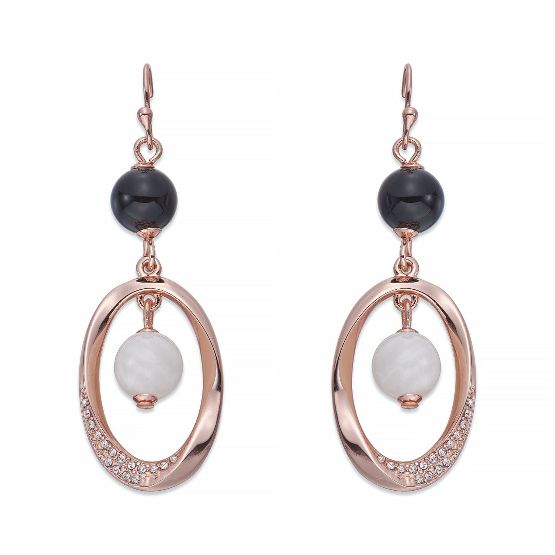 Black, White and Rose Gold Dangle Earrings | ${Vendor}
