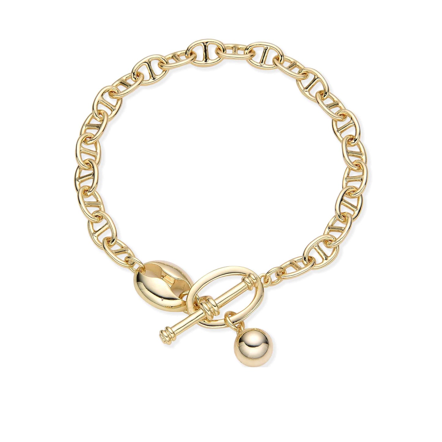 Yellow Gold T-Bar Link Bracelet