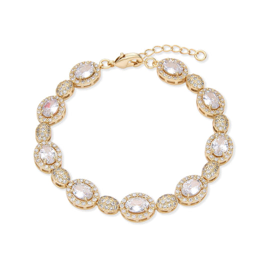 Yellow Gold Bracelet with Large & Small Crystal Stones