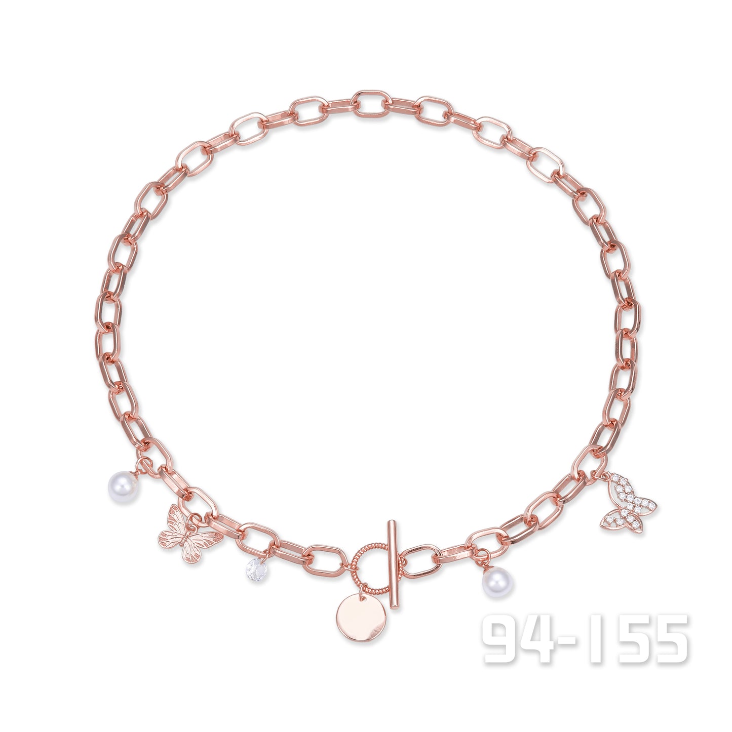 Rose Gold T-Bar Charm Necklace