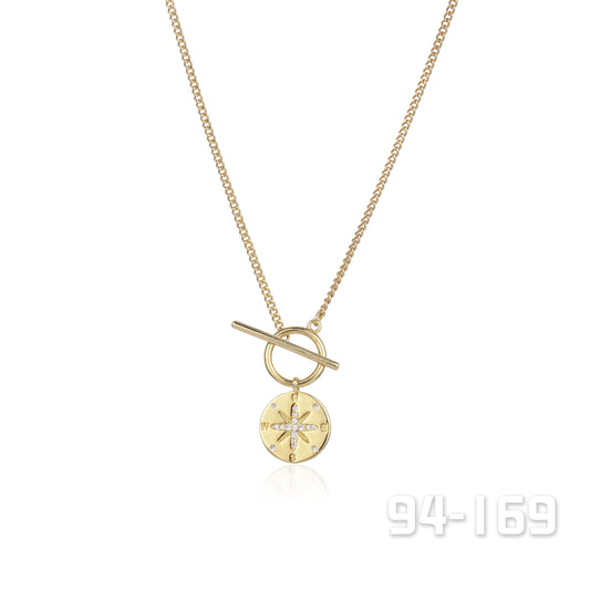 YELLOW GOLD T BAR NECKLACE