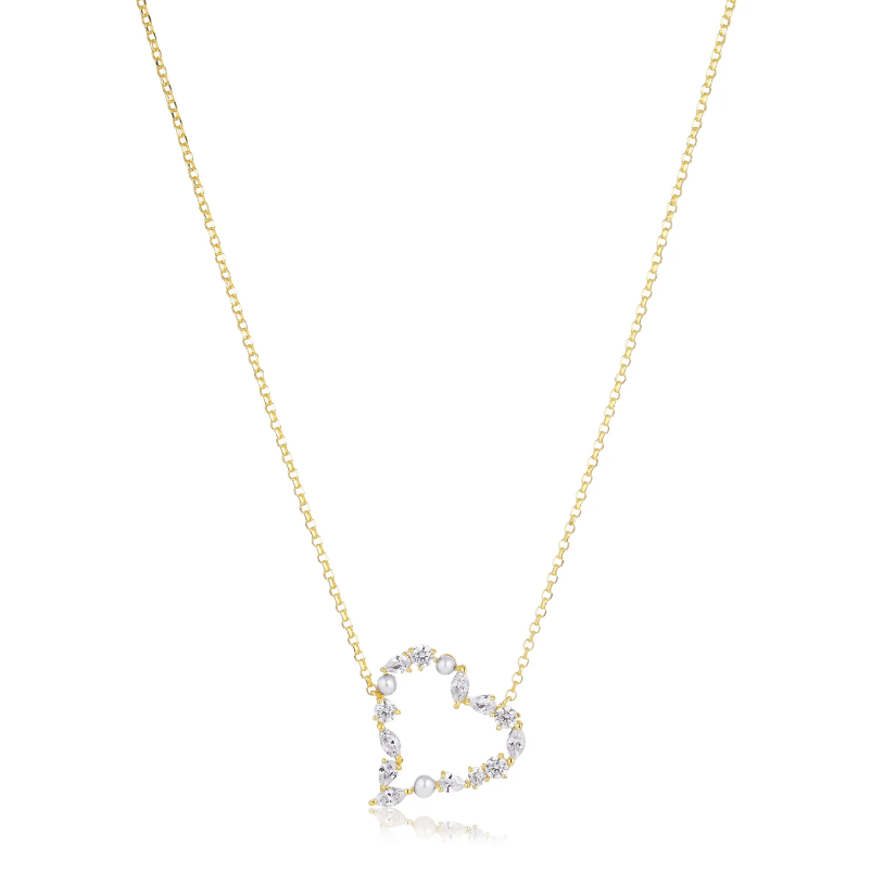 SifJakobs Pearl and Zirconia Necklace - Gold