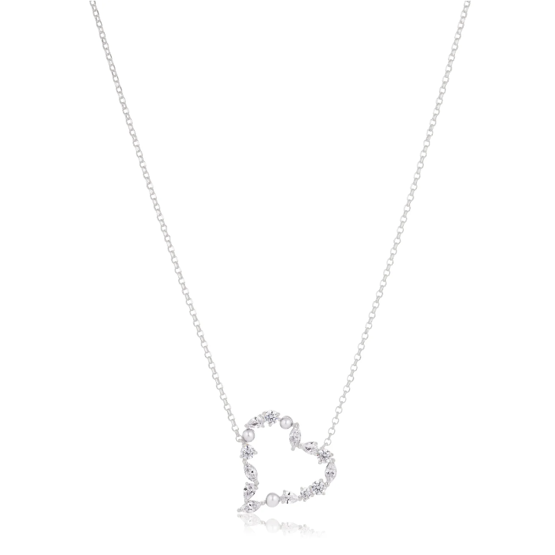 SifJakobs Pearl and Zirconia Necklace - Silver
