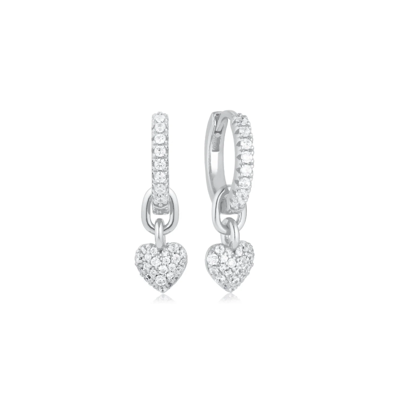 SifJakobs Heart Earrings Silver with Detachable Charm