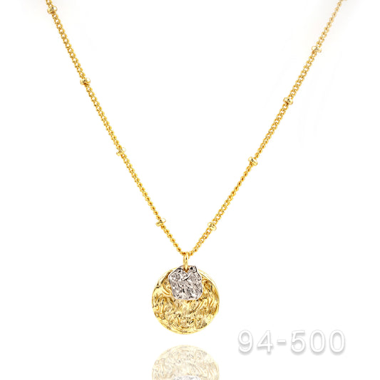 Gold Necklace with Silver and Gold Pendant