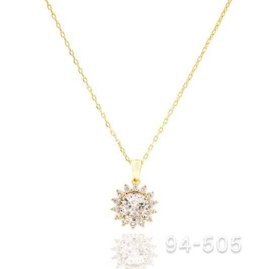 Gold Necklace with Crystal Pendant