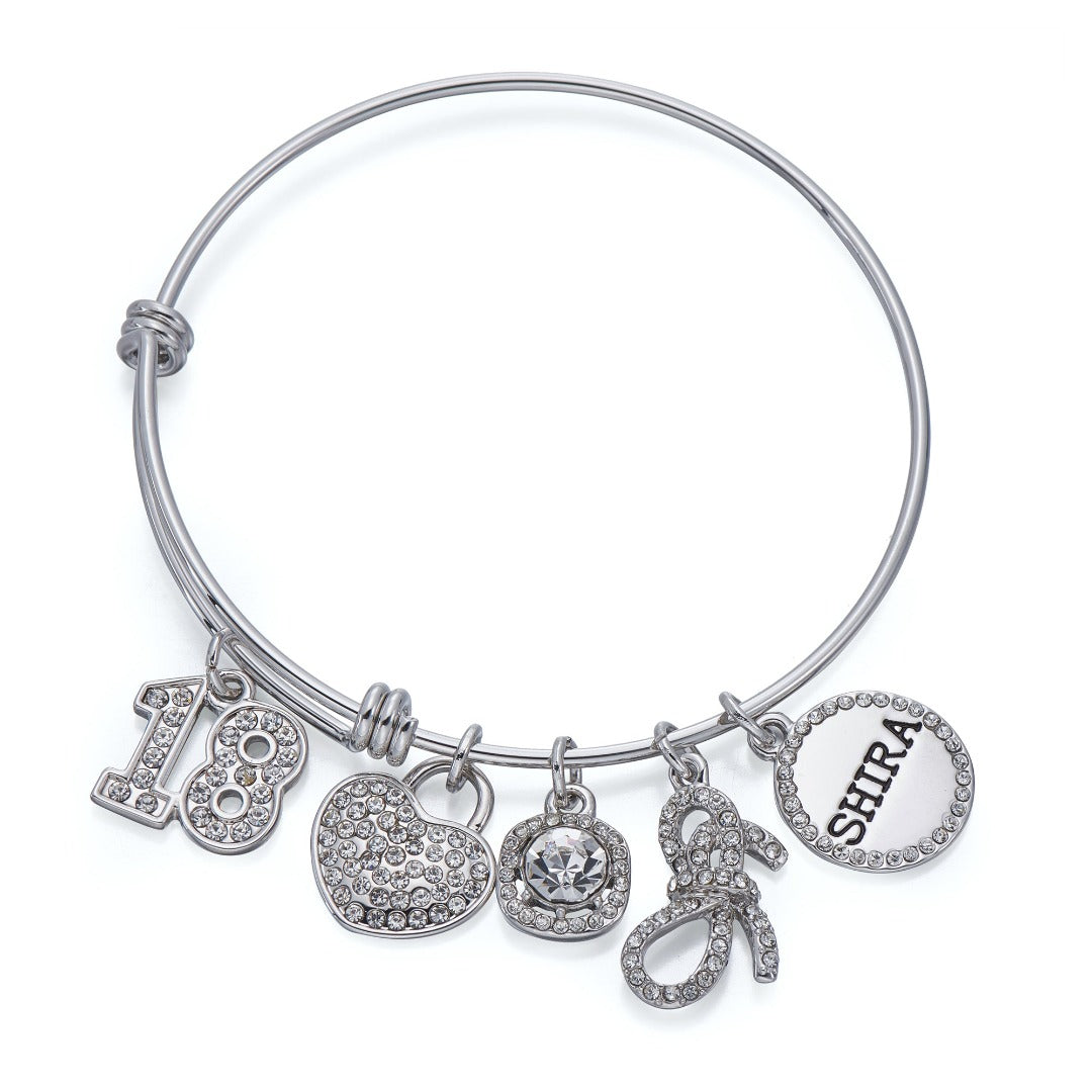 18 Charm Bangle in Silver | ${Vendor}