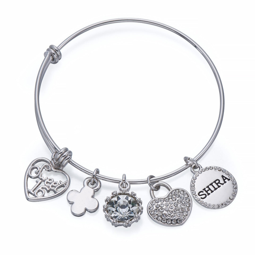 Sweet 16 Charm Bangle in Silver | ${Vendor}