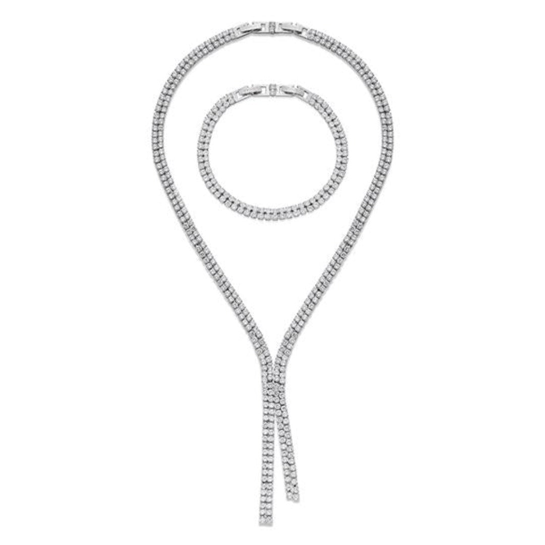 Double Loop Silver Necklace &amp; Bracelet Set | ${Vendor}