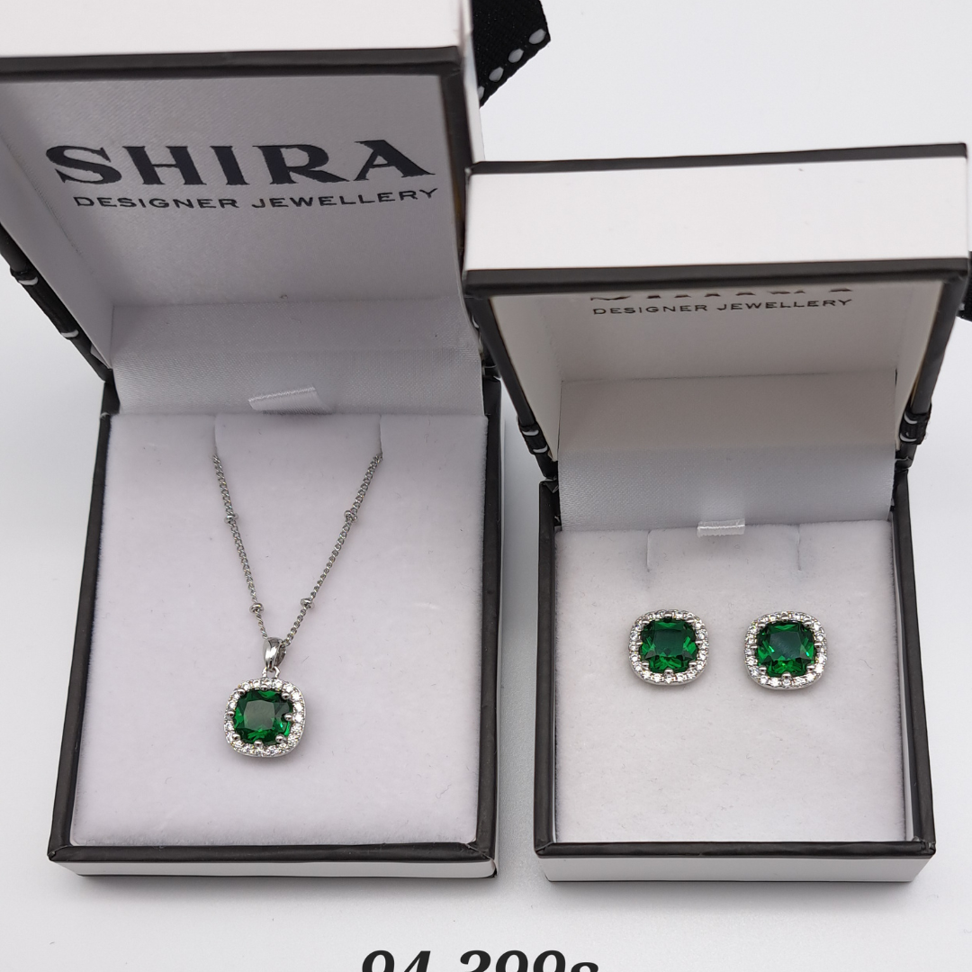 Green Crystal Necklace and Earring Set | ${Vendor}