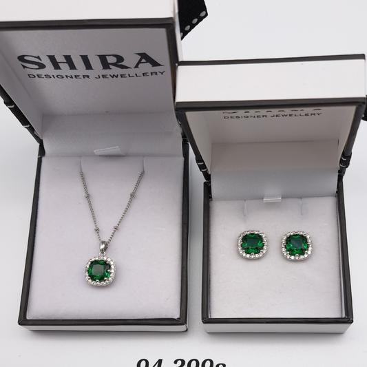 Green Crystal Necklace and Earring Set | ${Vendor}