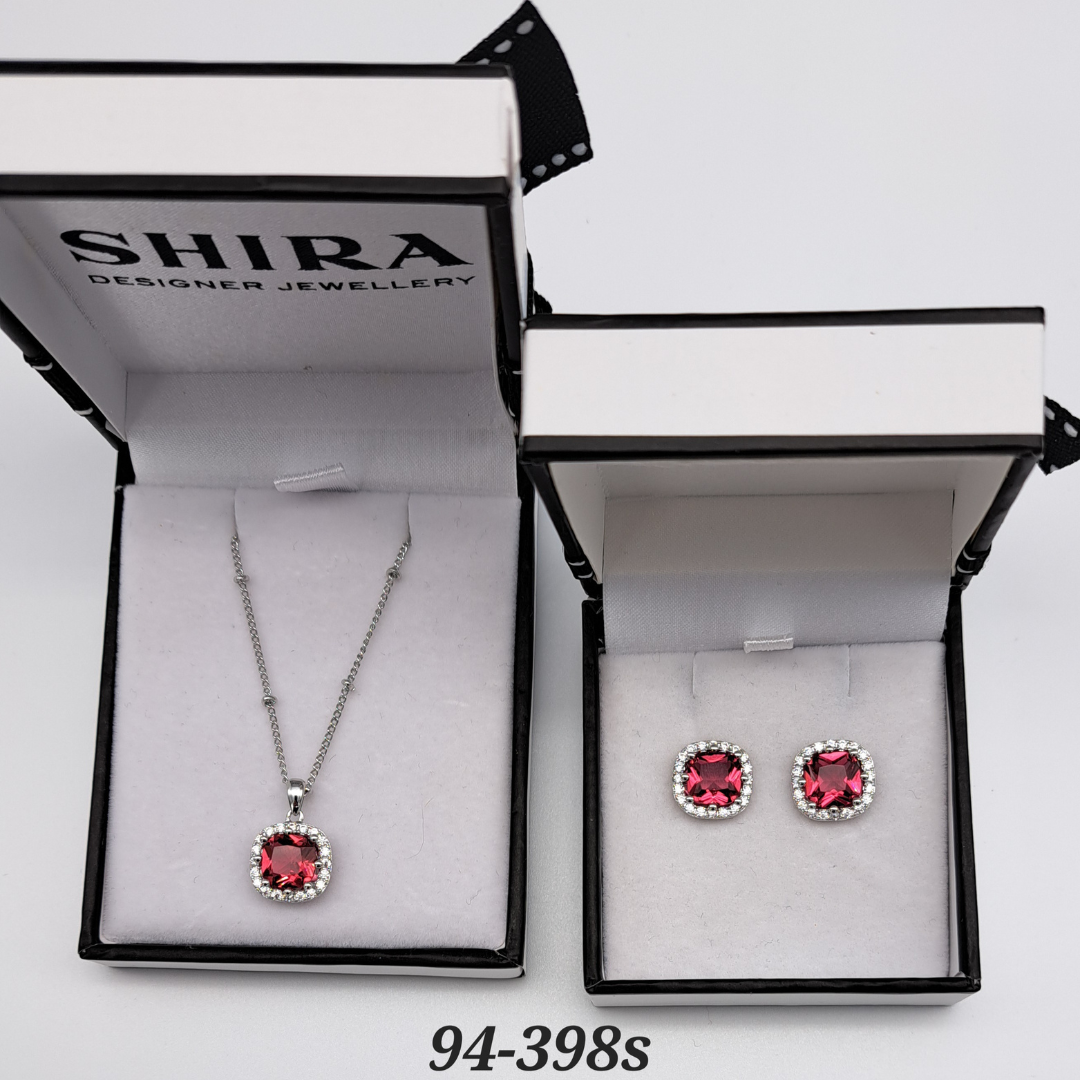 Pink Crystal Earring and Necklace Set | ${Vendor}