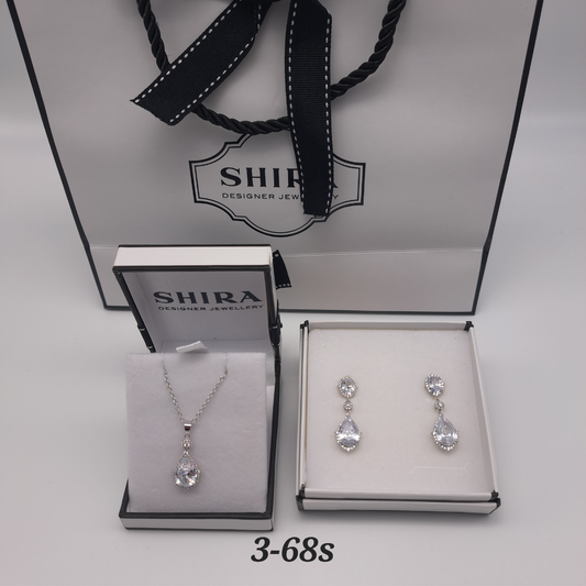 Teardrop Crystal Earrings and Necklace Set