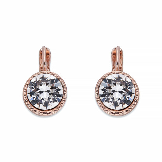 Crystal & Rose Gold Leverback Earrings | ${Vendor}