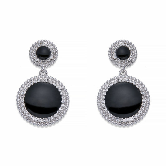 Crystals and Black Dangle Earrings | ${Vendor}