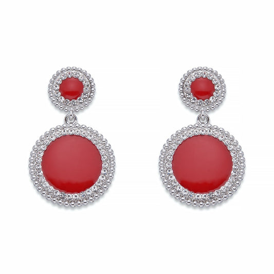 Crystals and Red Dangle Earrings | ${Vendor}