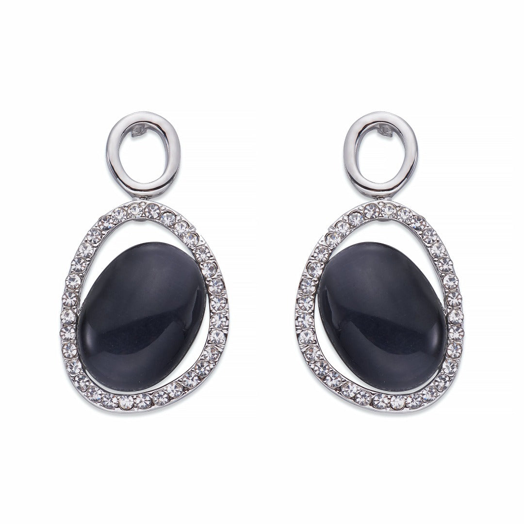 Grey Moonstone &amp; Crystal Teardrop Earrings | ${Vendor}
