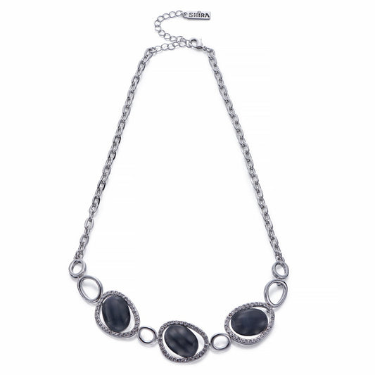 Grey Moonstones &amp; Crystals Chain Necklace | ${Vendor}