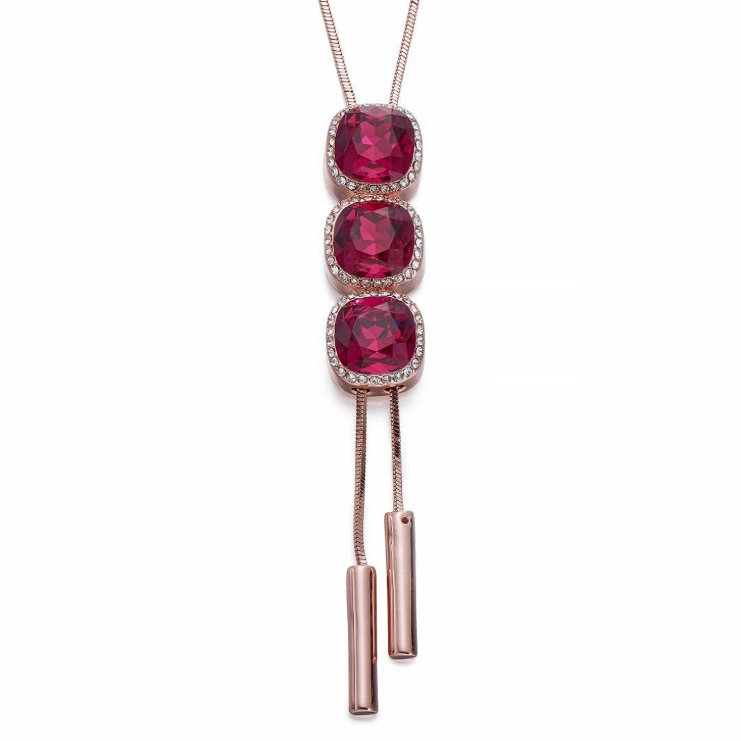 Pink Crystals on Rose Gold Necklace | ${Vendor}