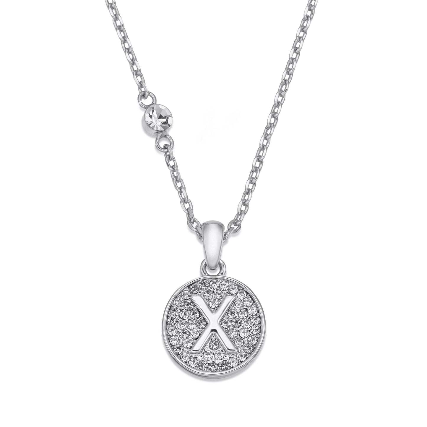 Rhodium necklace with initial | ${Vendor}