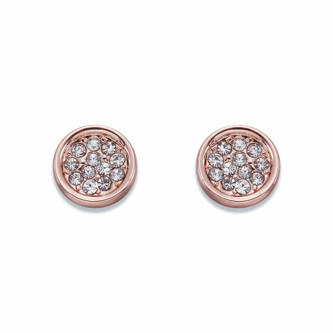 Crystals on Rose Gold Stud Earrings | ${Vendor}