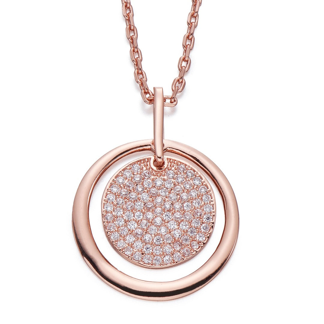 Crystals on Rose Gold Pendant Necklace | ${Vendor}