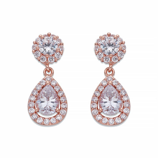 Crystals on Rose Gold Teardrop Earrings | ${Vendor}