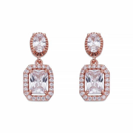 Crystals on Rose Gold Drop Earrings | ${Vendor}