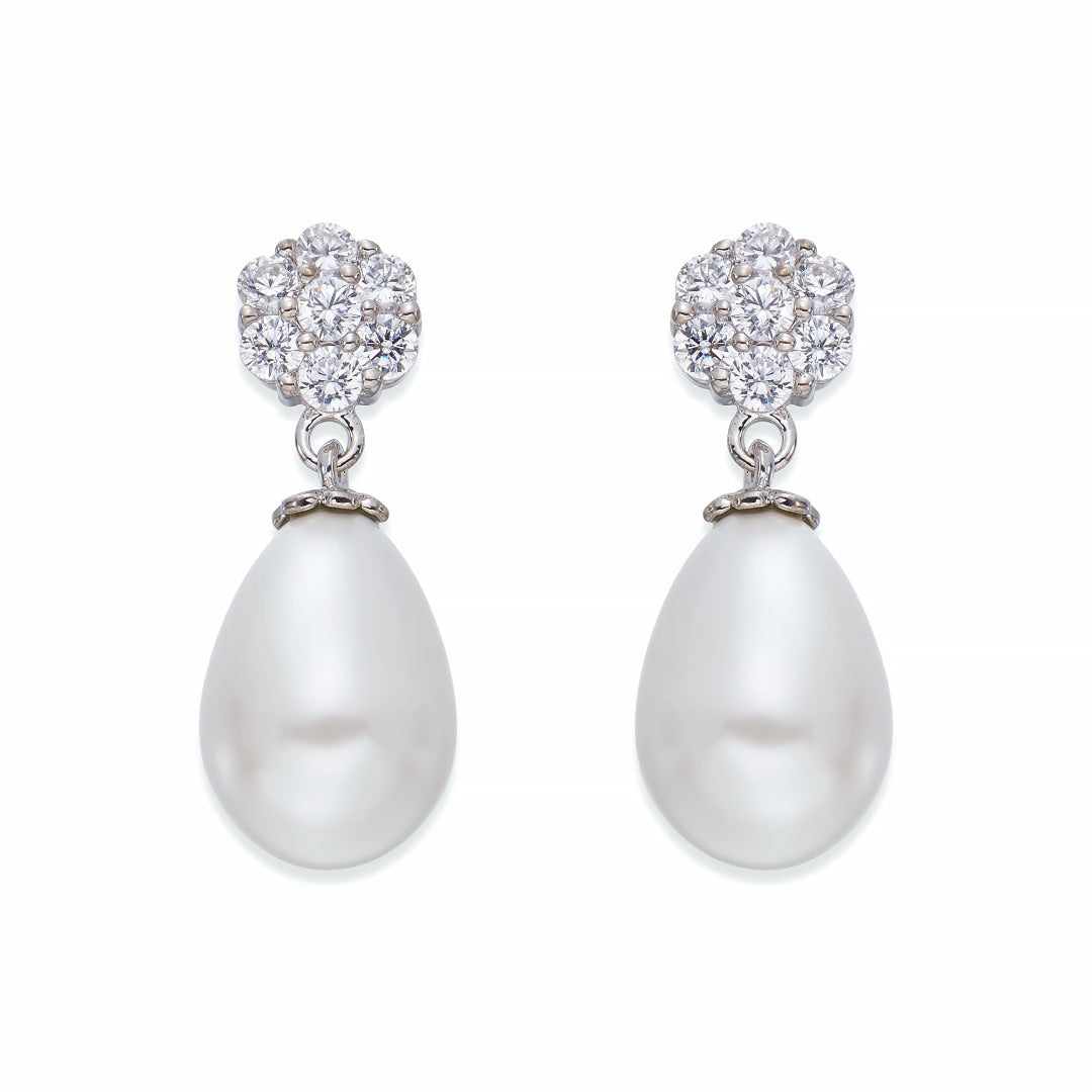 Crystals &amp; Pearl Teardrop Earrings | ${Vendor}