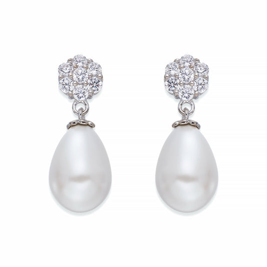 Crystals &amp; Pearl Teardrop Earrings | ${Vendor}