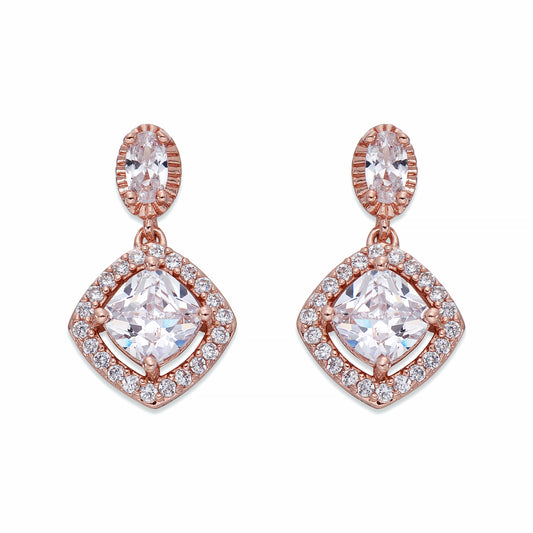 Crystals on Rose Gold Teardrop Earrings | ${Vendor}